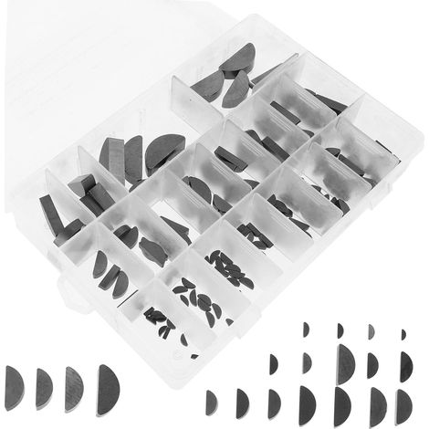 Assortiment De Clés Woodruff Acier Clé De Rechange pour Rainures De Clavette Kit Assortiment pour Poulies Et Arbres De Transmission (1/5)