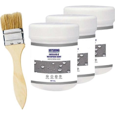 3 x Agent imperméabilisant invisible 30 g, mastic d'étanchéité isolant transparent et imperméable, agent de revêtement imperméable transparent, agent anti-fuite, colle de réparation en spray. (1/5)