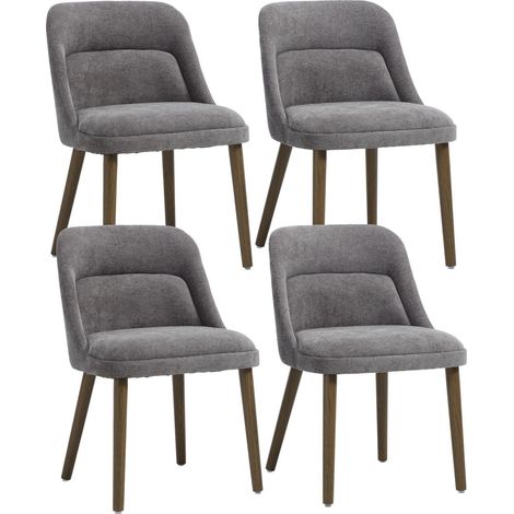 Wahson Modern Dining Chairs Chenille 4PCS Kitchen Chairs with Backrest and Wood Legs for Dining Room Bedroom Living Room, Gray