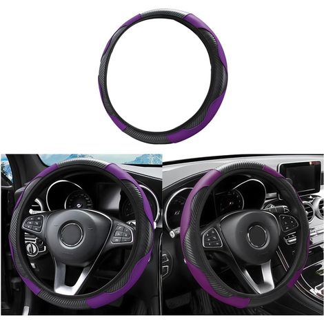 Couvre Volant Voiture, Couvre Volant en Microfibre Cuir Souple, Respirant Microfibre Cuir Couvre Volant, Antidérapant Respirant Caches de Volants pour Voiture Van Truck SUV(Violet) (1/5)