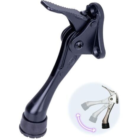 Butée de porte à déclenchement par simple pression, support de porte, butée de porte robuste, bas de porte, embouts en caoutchouc réglables en hauteur (noir, 10 cm x 1 paquet) (1/5)