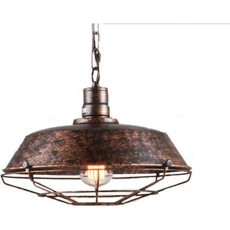 Suspension de style industriel rétro en métal 360 mm, ampoule Edison E27 en métal antique, douille rouillée. (1/5)