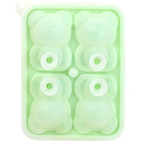 Moule à Glace en Silicone 4 Cases en Forme d'Ourson pour Crème Glacée, Gâteau et Bougie Verte (1/5)