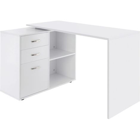 easycomfort scrivania angolare per computer da ufficio con cassettiera 117×83.5×76cm bianco (1/5)