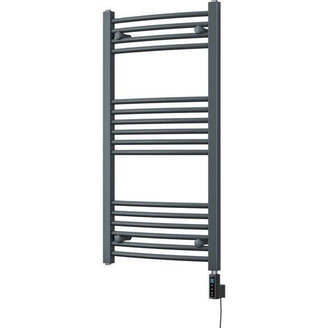 Zennor - Anthracite Electric Towel Rail H1000mm x W500mm Curved 400w Thermostatic WIFI (1/3)