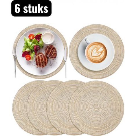 Set aus 6 runden, geflochtenen und waschbaren Platzsets im europäischen Stil für Esstisch und Küche. (1/5)