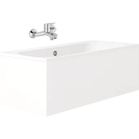 Pack baignoire droite 180 x 80 JACOB DELAFON Elise + mitigeur bain douche chromé + vidage