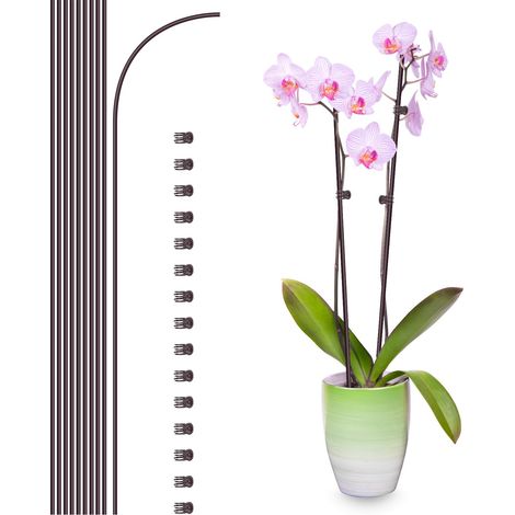 Soportes metálicos flexibles para plantas con mini celosía y 15 clips reutilizables (40 cm) (1/5)