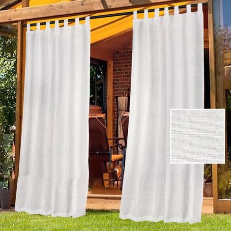 Tende da esterno - Set di 2 - Tende per gazebo - Impermeabili - Tende oscuranti - Chiusura in velcro - Non è necessaria la foratura - Adatte per patii, gazebo e giardini - Lino (1/5)