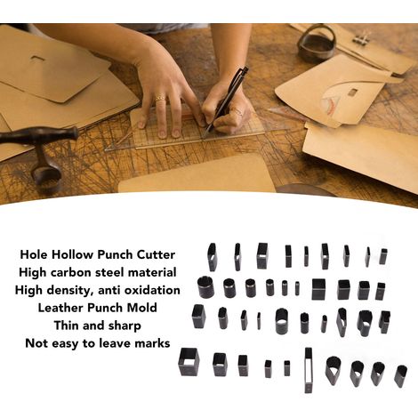 39 emporte-pièces de formes différentes pour la découpe du cuir, fabriqués en acier à haute densité et à haute teneur en carbone, fins et tranchants, creux, adaptés à la fabrication artisanale de cein (1/5)