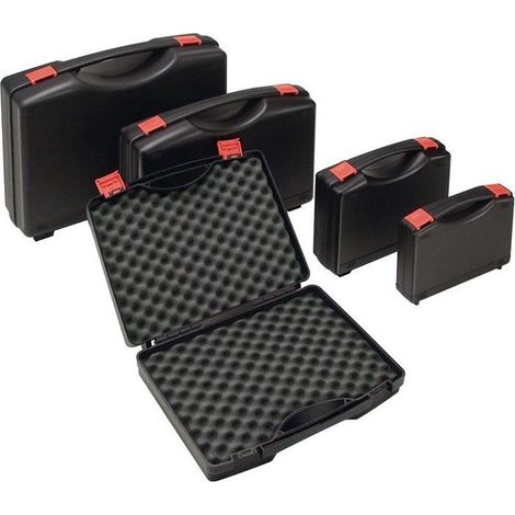 Boite de rangement en polypropylène 235x185x48mm – Inserts mousse pour protection – 1 poignée – Fermetures solides rouges – Pour outils et accessoires