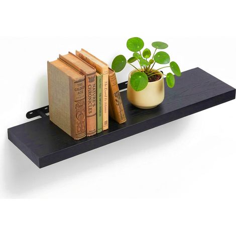 Estantería de pared Relaxdays, 4 x 100 x 23 cm, efecto madera/metal, libros y decoración, salón/recibidor/cocina, negro