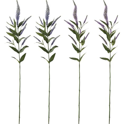 [Kombination aus 2 hellen Orchideen und 2 violetten Stängeln] 4 künstliche Salbeizweige, Dekoration im nordischen Landhausstil, künstliche Blumen, Blumenarrangement aus Kunststoff (1/2)