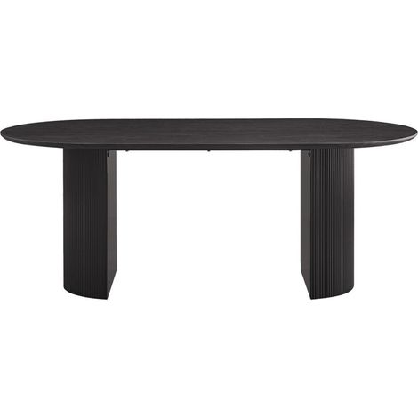 Ovaler Esstisch VAGOS in dunkelbraunem Holzeffekt, Länge 200cm, ideal für ein gemütliches Esszimmer (1/5)