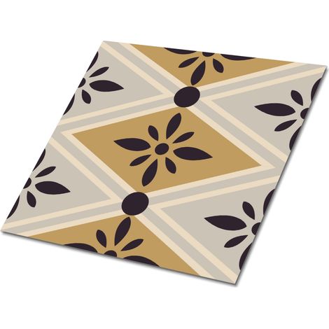 Carreaux autocollants PVC, Carrelage PVC adhésif - 30x30cm - Kit de 9 - Motif Floral, Stickers carrelage carreaux (1/5)