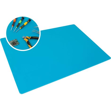 Velleman Tapis de réparation et de soudure en silicone résistant à la chaleur, 700 x 450 mm, 500 C, très grande surface de travail, bleu