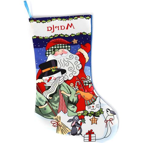 Chaussette De Noël - En Tissu Polyester - Avec Corde De Suspension - Pour Décoration Intérieure Et Cadeaux - Lot De 1 (1/5)
