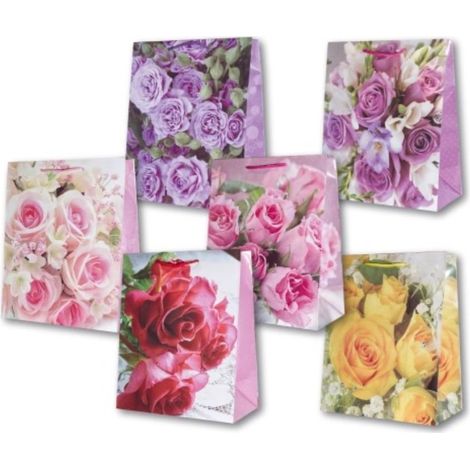 Borsa decorativa laminata PL-6 media con 70 rose