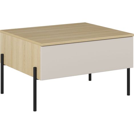 Mesa de centro Levtenu 116, Roble + Cachemira, 43x60x70cm, Diámetro: 0, Aglomerado laminado, Angular