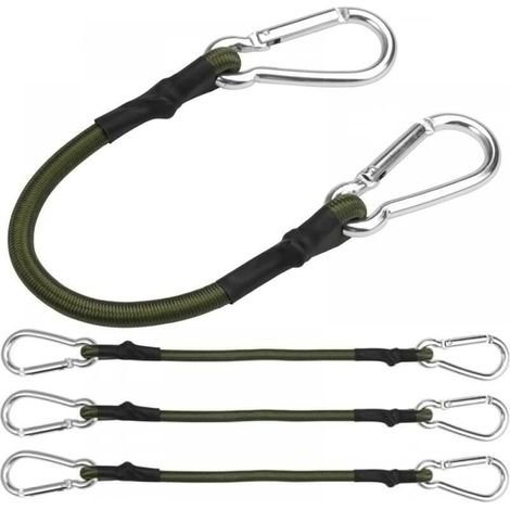 Lot de 4 tendeurs élastiques 30cm – Caoutchouc haute qualité – Mousquetons en aluminium – Pour sécuriser bagages et objets en extérieur (1/5)