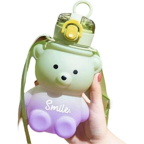 Niedlicher Wasserbecher mit Farbverlauf für Mädchen, aus Kunststoff, großes Fassungsvermögen, mit Strohhalm, ideal für den Sommer. (1/5)