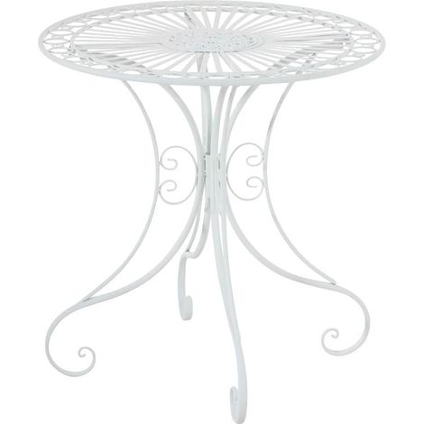 Table de jardin en fer forgé diamètre Ø 70 cm blanc MDJ10049 (1/3)