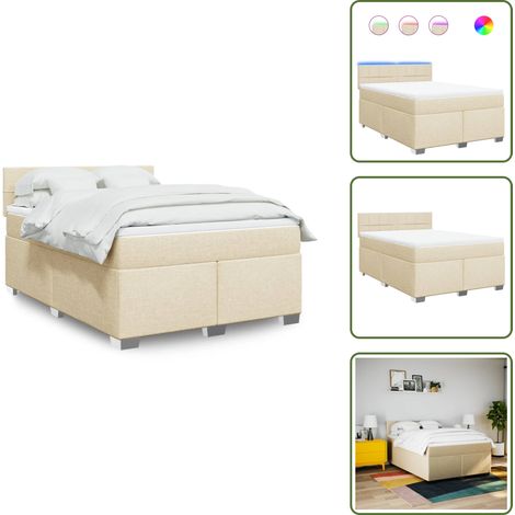Boxspringbett mit Matratze Creme 160x200 cm Stoff - Boxspringbett - Boxspringbetten - Bett - Bettgestell