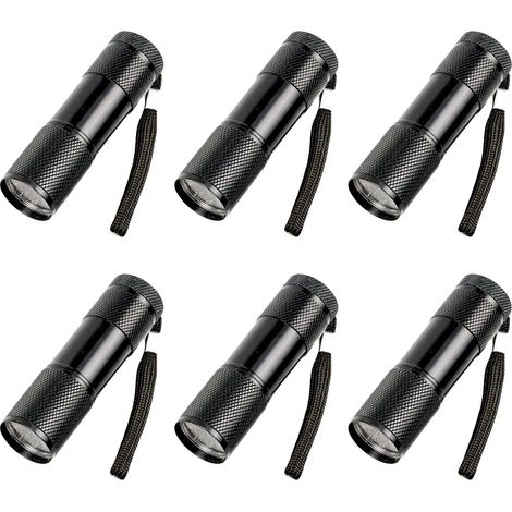 Lampe Torche UV - 9 LED - Lumière Noire Ultraviolette - Pour Détection Fluorescente Intérieure Extérieure - Lot de 6 (1/5)