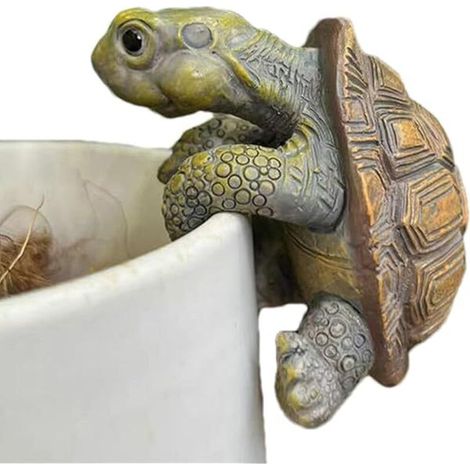 Décoration de Jardin en Forme de Tortue – Petite Tortue grimpante Artisanale en résine, Cache-Pot, décoration de, Miniatures de Jardin, décorations de Pots de Fleurs imperméables pour Jardin