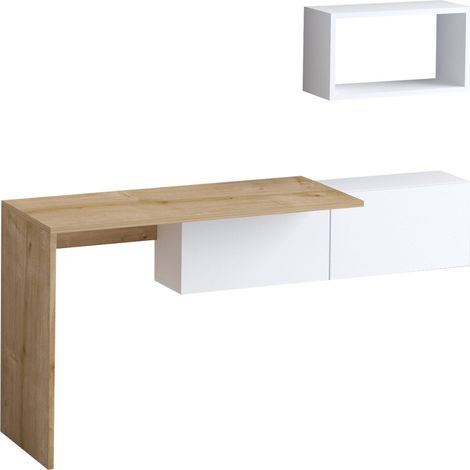 Holzschreibtisch "Tiff" - 145 x 45 x 74 cm - Weiße Eiche