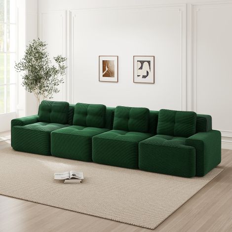 Boneless Sofas für Wohnzimmer, Modulares Sofa, 4-Sitzer Bequem Polstertes Tiefsitz Corduroy-Cloud-Sofa, Montagefreies Sofa, Rutschfestes Design, Grün
WL