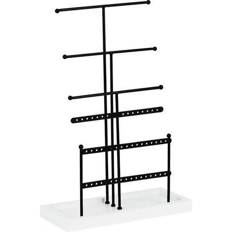 Eleganter Schmuckbaum – Halskettenständer mit integriertem 6-stöckigem Tablett (Hochwertiges Metall, Holz, Gold/Schwarz, 39 cm) (1/5)