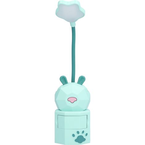 Lampe de Bureau LED Dessin Animé, Lampe de Table USB, Lumière Blanc Chaud, Facile à Utiliser, Lecture de Dormeur Étudiant, Veilleuse Verte (1/5)