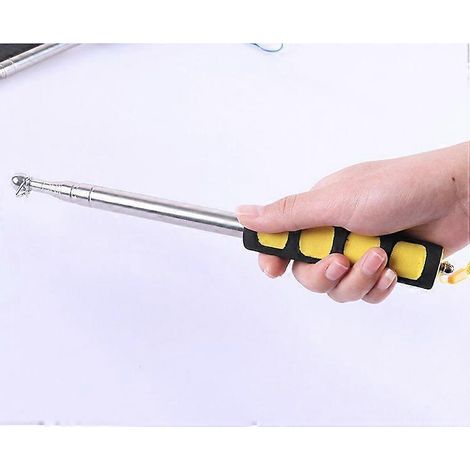 Lot de 2 mâts de drapeau télescopiques en acier inoxydable (jaunes), portables et extensibles, pour enseignants, classes, guides touristiques et bannières. (1/5)