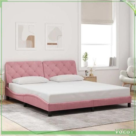 Cadre de lit avec tête de lit - 3207940 - Rose - Velours - 180x200 cm (1/5)
