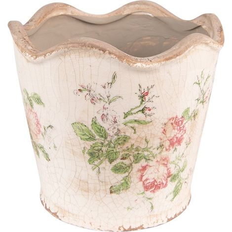 Pot de fleurs céramique rose beige 18x17cm (1/3)