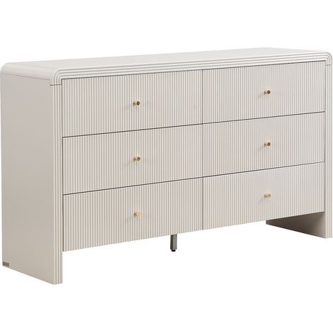 Comò 6 cassetti MDF Beige e dorato - MIRENALO