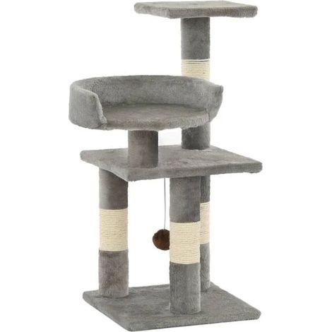 Arbre à chat avec poteau à griffes en sisal, 65 cm, gris