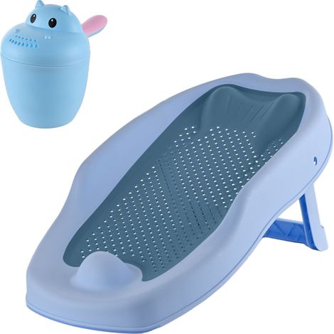Set per il bagnetto del bambino con bicchiere a forma di ippopotamo - Blu (1/5)