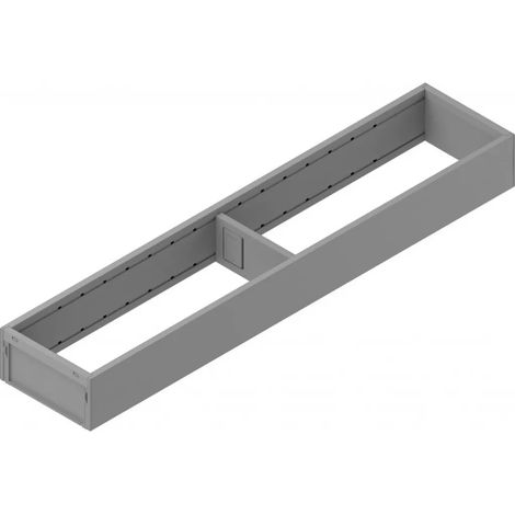 Accessoires AMBIA-LINE design acier hauteurs M et K - BLUM - Cadre tiroir étroit - haut. 50 x larg. 100 mm - livré avec un séparateur - Longueur 500 mm. - Gris indium mat
