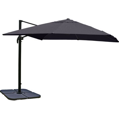 [NON UTILIZZATO] Ombrellone parasole decentrato HHG-323 3x4m antracite con base