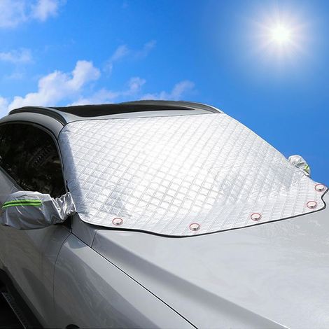Pare Soleil Voiture Pare Brise Avant, Couverture Pare Brise Voiture Contre Les Rayons UV et la Chaleur, Magnétique,Universelle pour Plupart des Véhicules 193x126cm,Argenté (1/5)