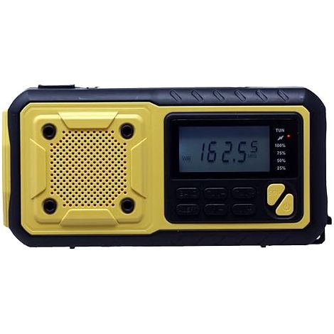 Digital Notfall Radio AM/FM NOAA Wetterwarnung 4-Wege angetriebene Solar Kurbel Radio Empfänger mit LED Taschenlampe und USB 4.000 mAh Handy Ladegerät (gelb)