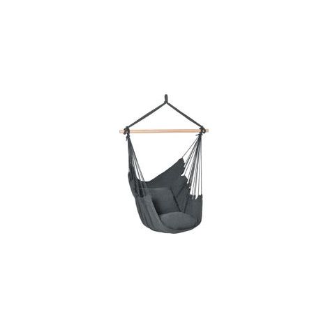 Fauteuil suspendu extérieur chaise hamac avec 2 coussins, intérieur et extérieur, en tissu coton mélangé, gris foncé