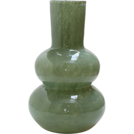 Vase Décoratif en Verre Épais Vert, Pot en Verre Fait Main pour Intérieur - PANGIVO (1/3)
