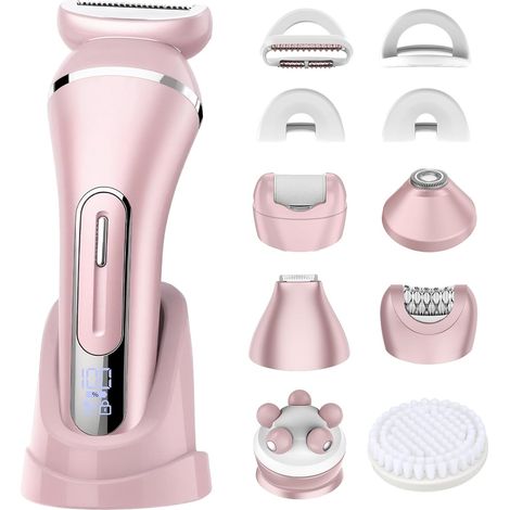 Rasoir électrique pour femme, 7 en 1, avec épilateur, tondeuse maillot, rasoir visage, brosse pour le corps, masseur visage et rasoir pour les pieds, étanche - Rasoir pour femme (1/3)