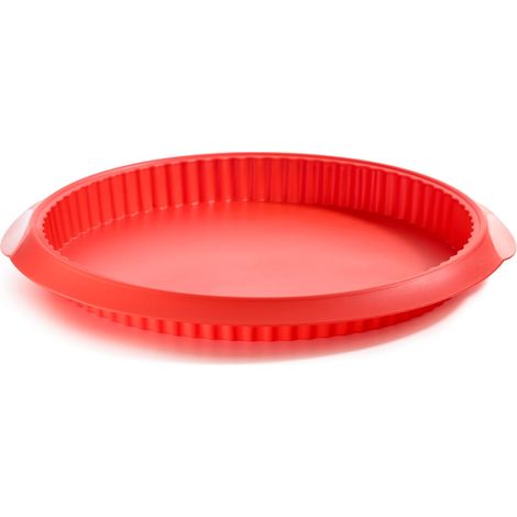 1 Moule à tarte silicone, anti-adhérent, flexible, rouge, pour four et pâtisserie (1/3)
