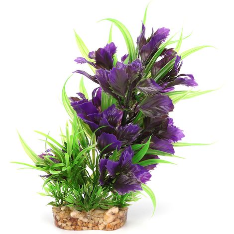 Décoration d'aquarium plantes d'eau artificielles en plastique herbe pour Aquarium LandscapeG-267Q1 violet