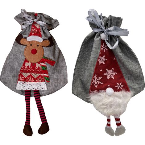 2er Set Geschenktasche Weihnachtsmann / Elch-M290632-2er (1/2)