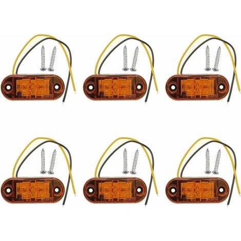 6 x feux de position latéraux à LED orange 12V 24V, feux de position avant, feux de position latéraux, feux de position latéraux à LED pour voiture, remorque, camping-car, caravane, moto, moteur, etc. (1/4)